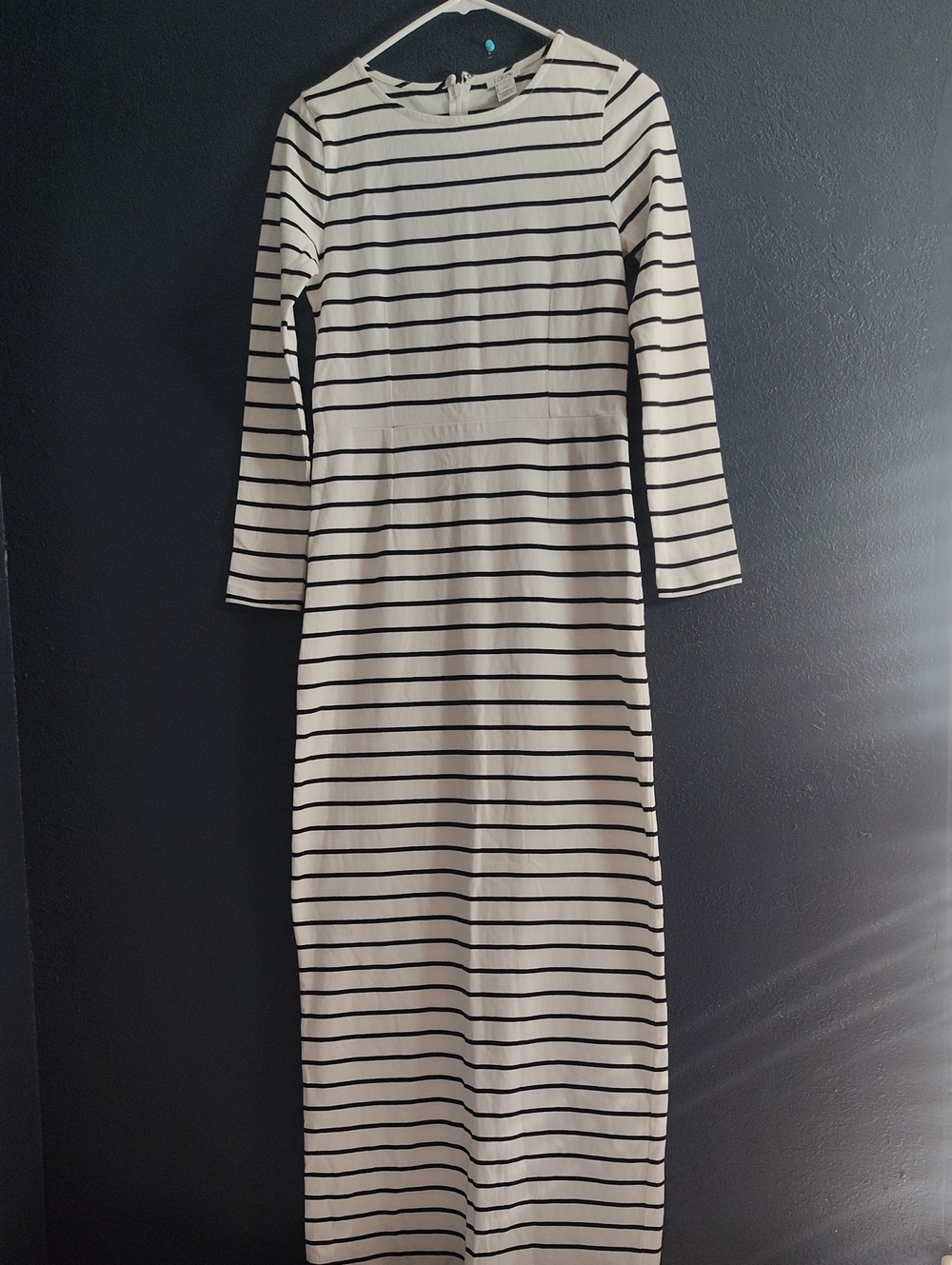 J.Crew Striped Long Sleeve Crewneck Cotton Minimalist Coastal Maxi Dress size XS
